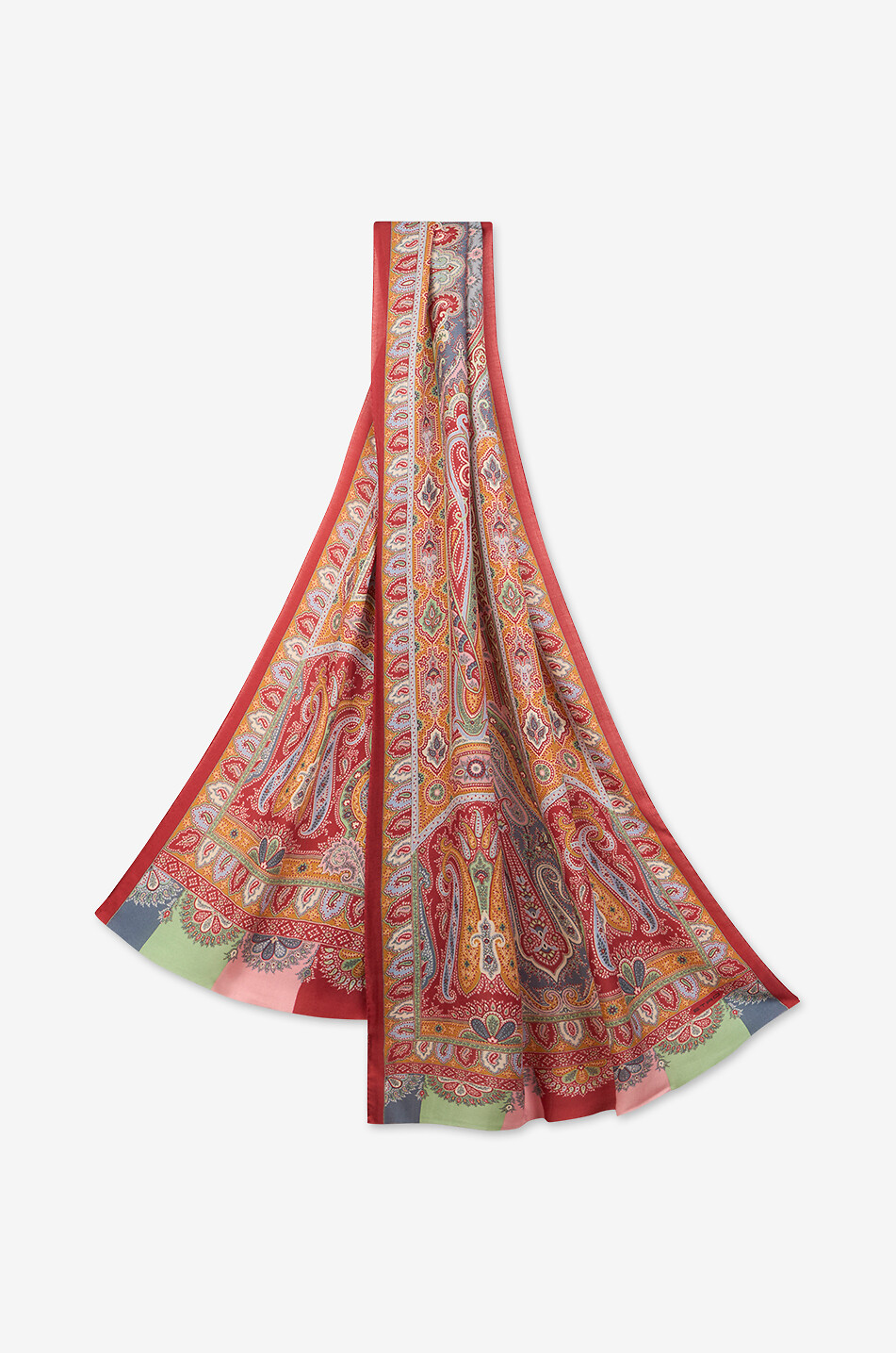 ETRO Paisley Florals printed cashmere and silk scarf Men MEDIUM RED 2