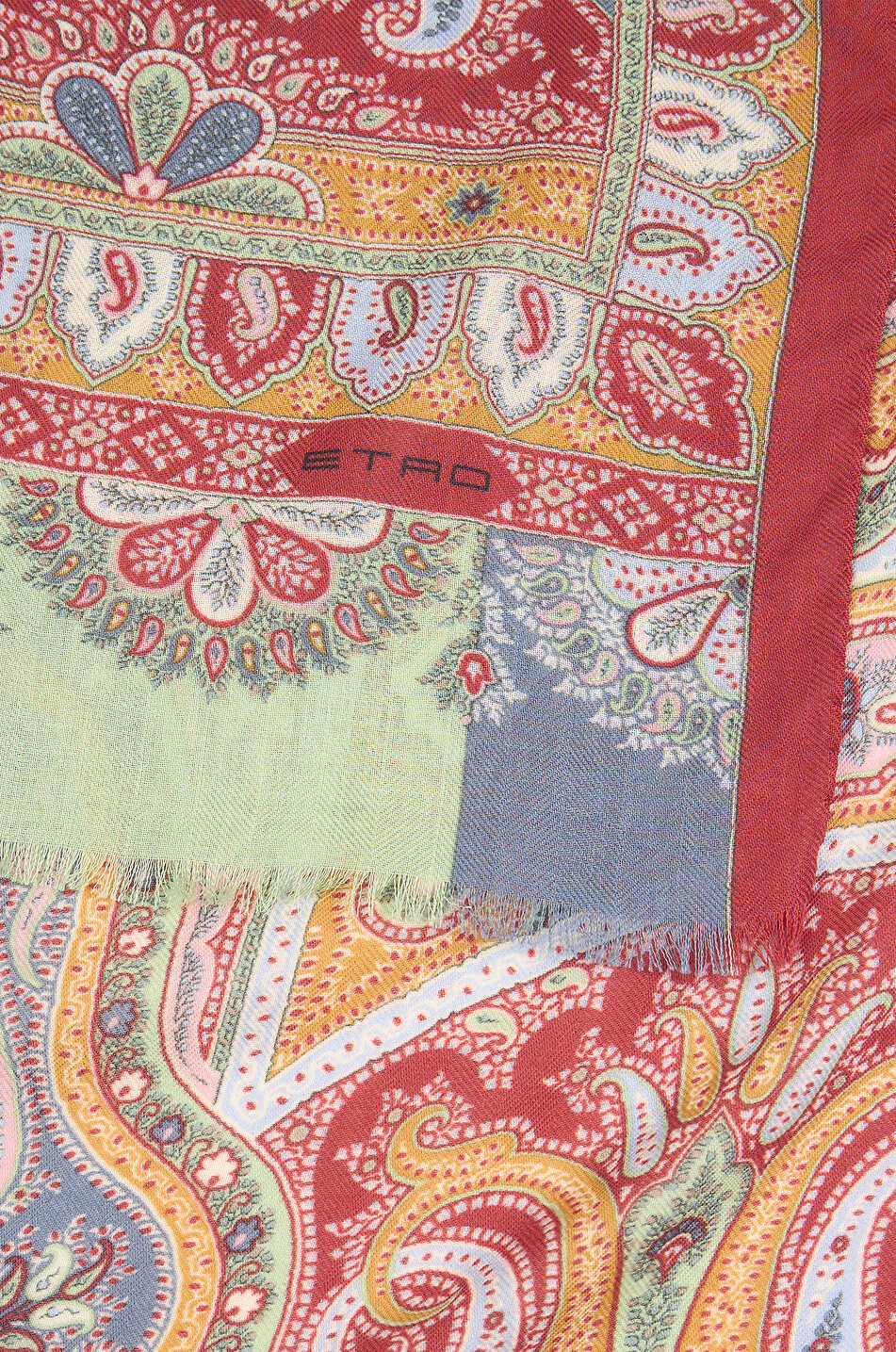 ETRO Paisley Florals printed cashmere and silk scarf Men MEDIUM RED 3