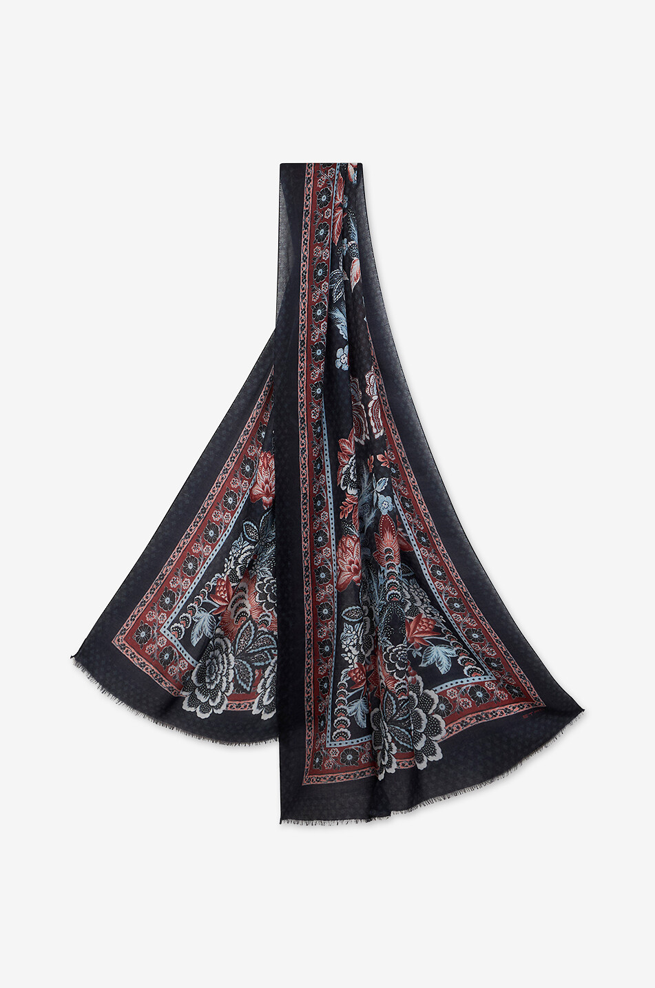 ETRO Écharpe fleurie en jacquard de laine et cachemire Homme BLEU FONCE 2