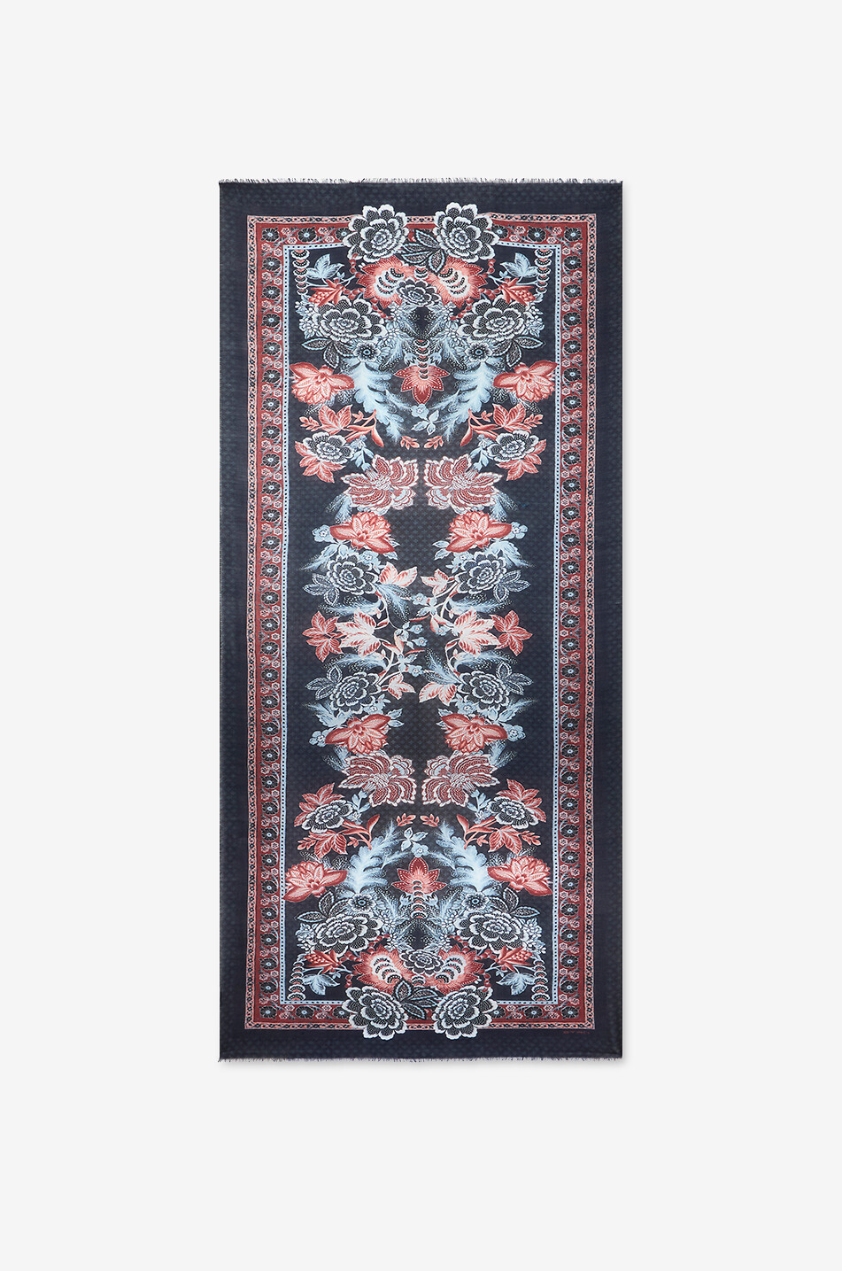 ETRO Écharpe fleurie en jacquard de laine et cachemire Homme BLEU FONCE 1