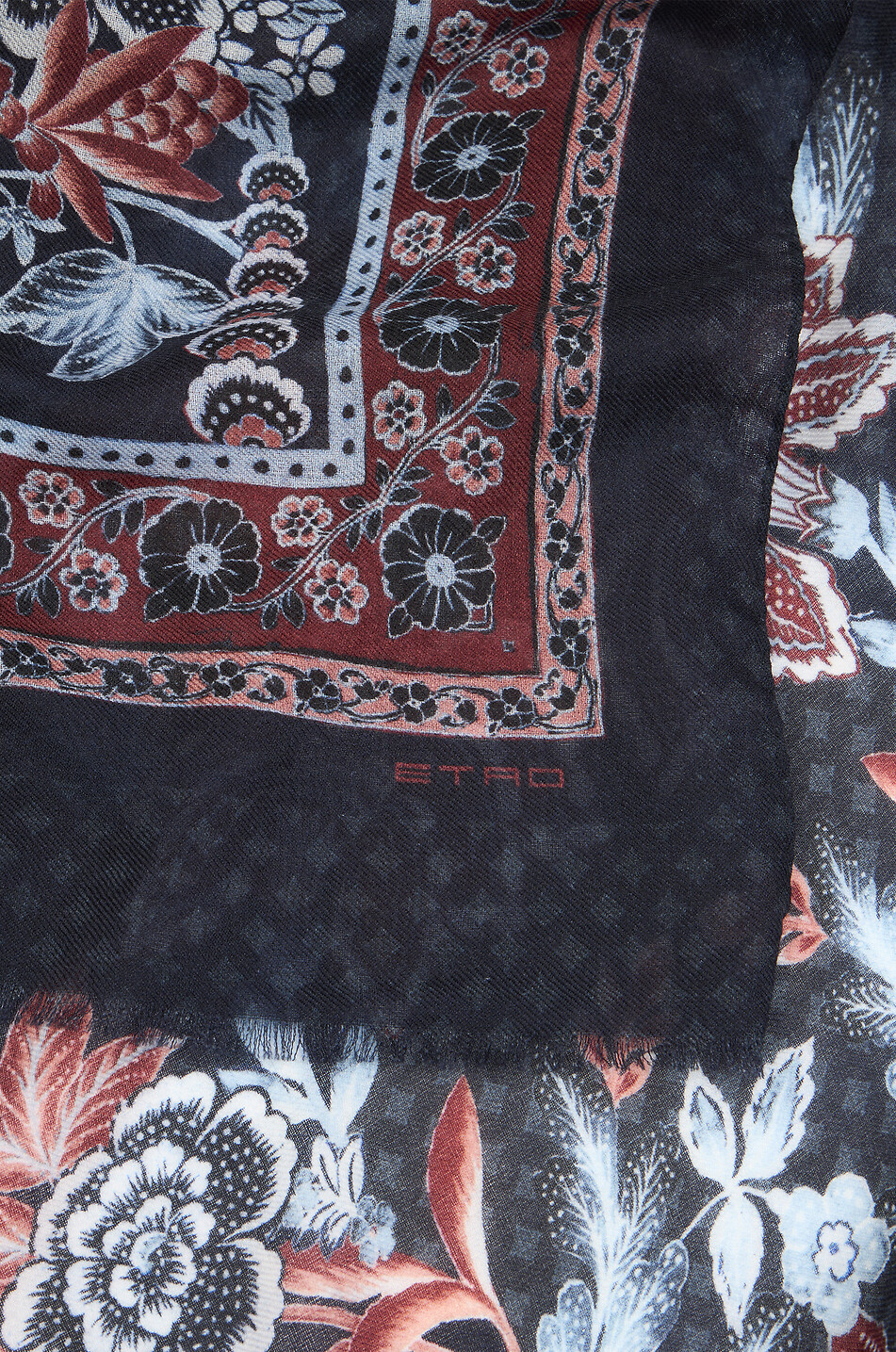 ETRO Écharpe fleurie en jacquard de laine et cachemire Homme BLEU FONCE 3
