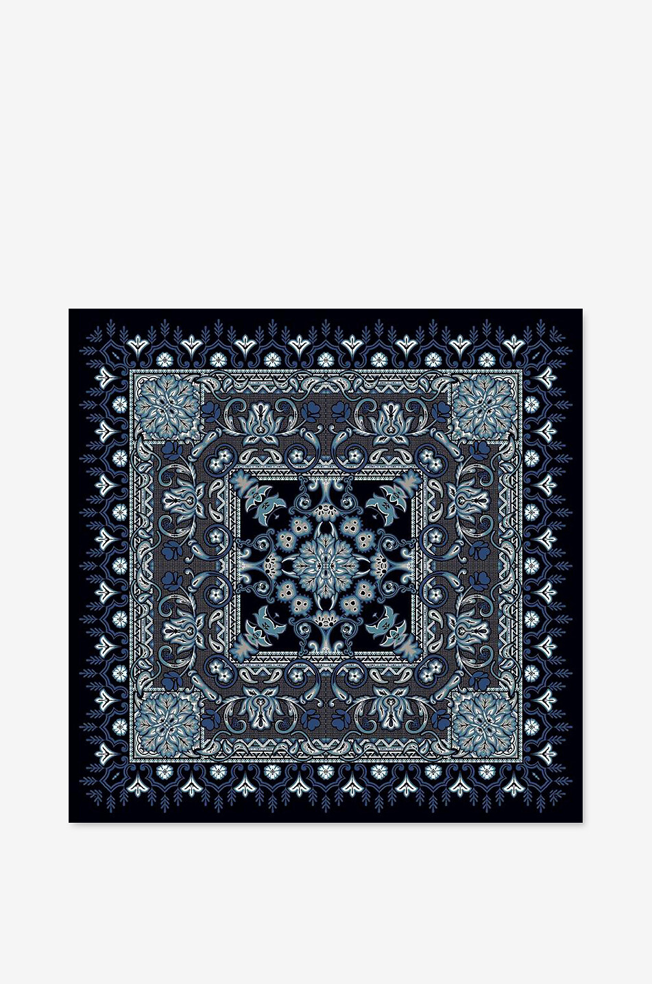 ETRO Geometric flower patterned silk twill pocket square Men DARK BLUE 1