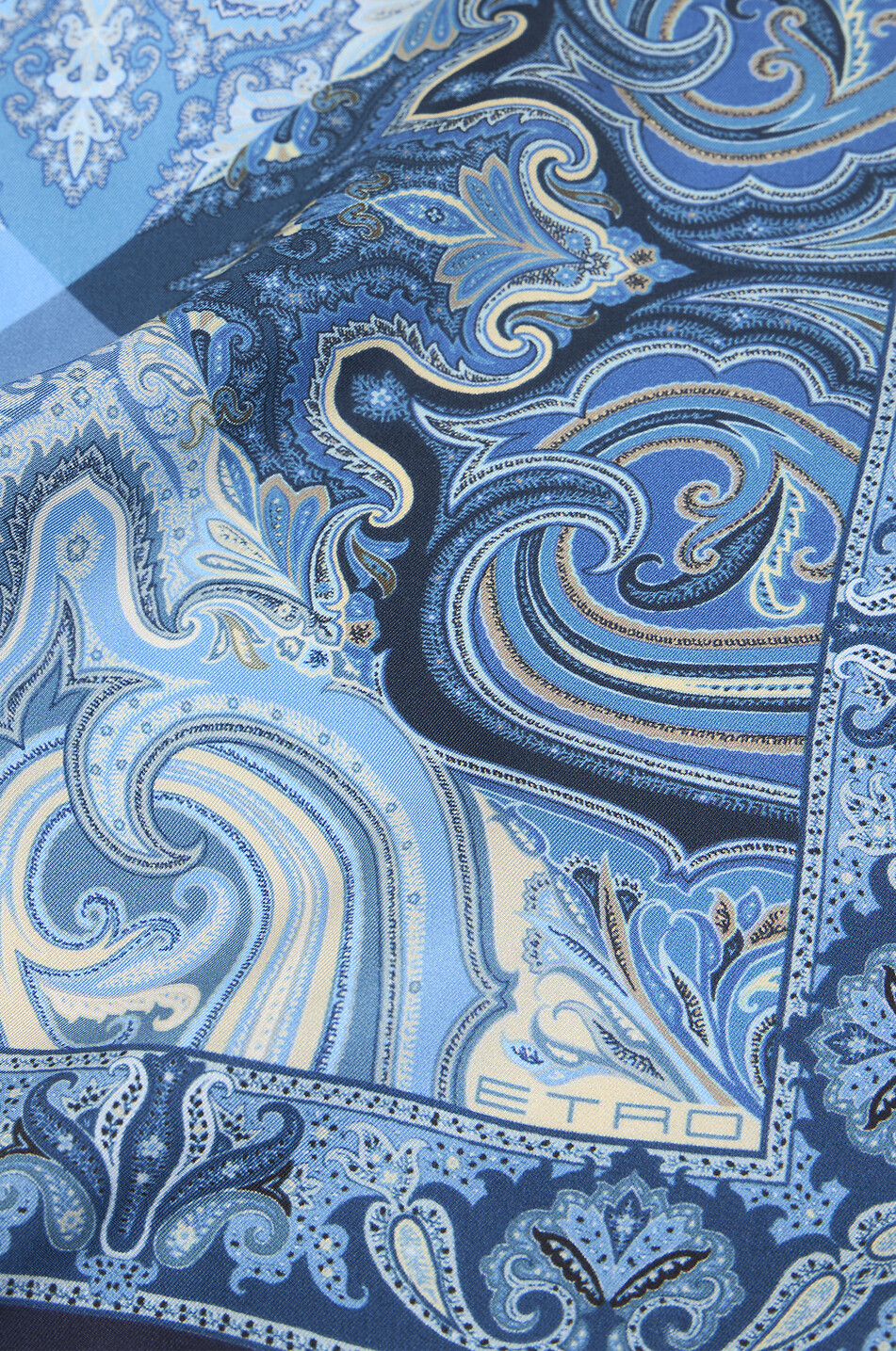 ETRO Seidentwill-Einstecktuch mit geometrischem Paisley-Motiv Herren DUNKELBLAU 2
