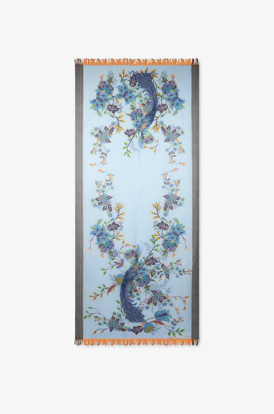ETRO Écharpe tissée en laine fine Peacocks Homme BLEU CLAIR 1