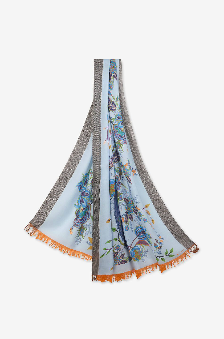 ETRO Écharpe tissée en laine fine Peacocks Homme BLEU CLAIR 2