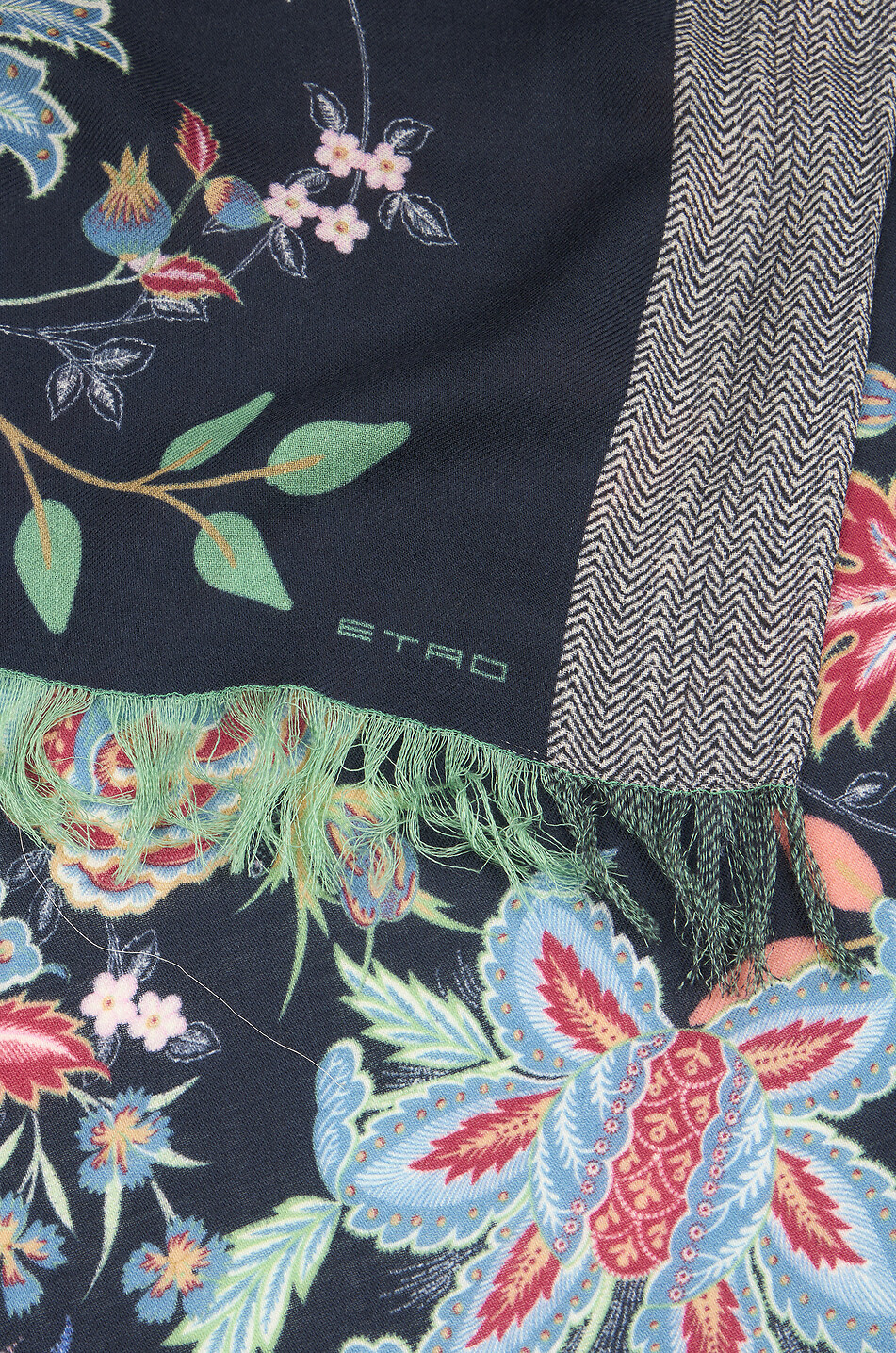 ETRO Écharpe tissée en laine fine Peacocks Homme BLEU FONCE 3