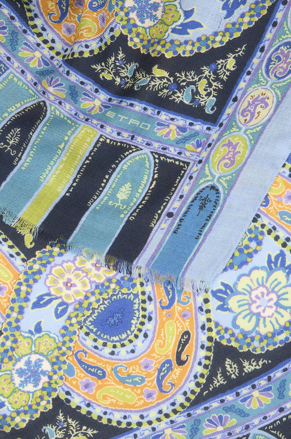 ETRO Woll- und Seidenschal mit geometrischem Paisleyprint Herren MITTELBLAU 3