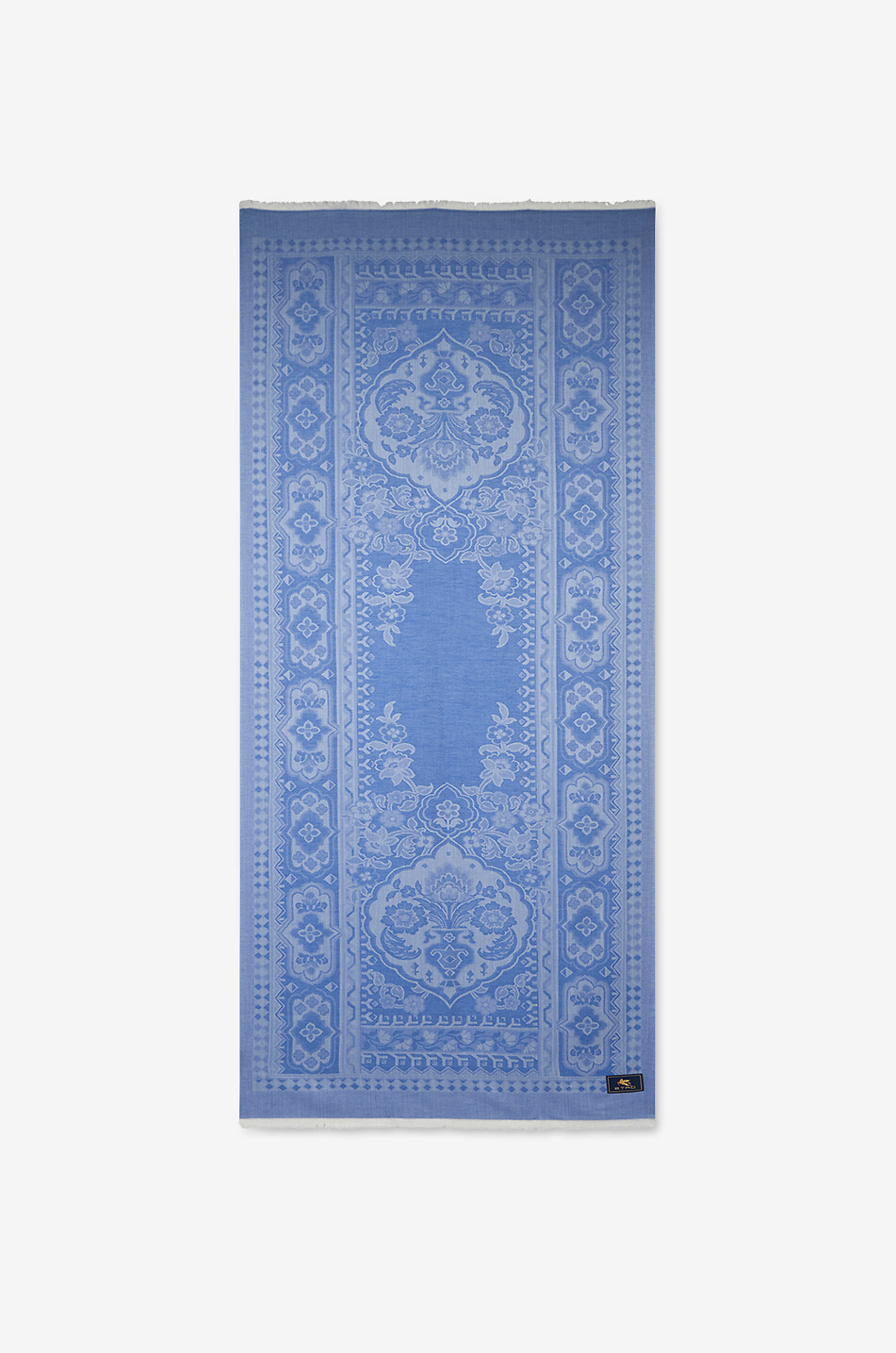 ETRO Écharpe tissée en coton et soie mélangés à motif géométrique Homme BLEU MOYEN 1