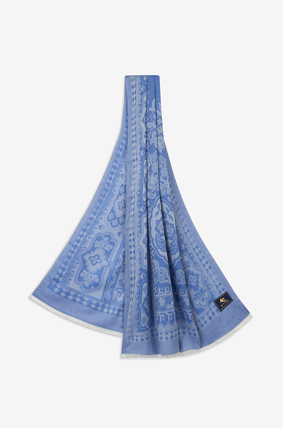 ETRO Écharpe tissée en coton et soie mélangés à motif géométrique Homme BLEU MOYEN 2