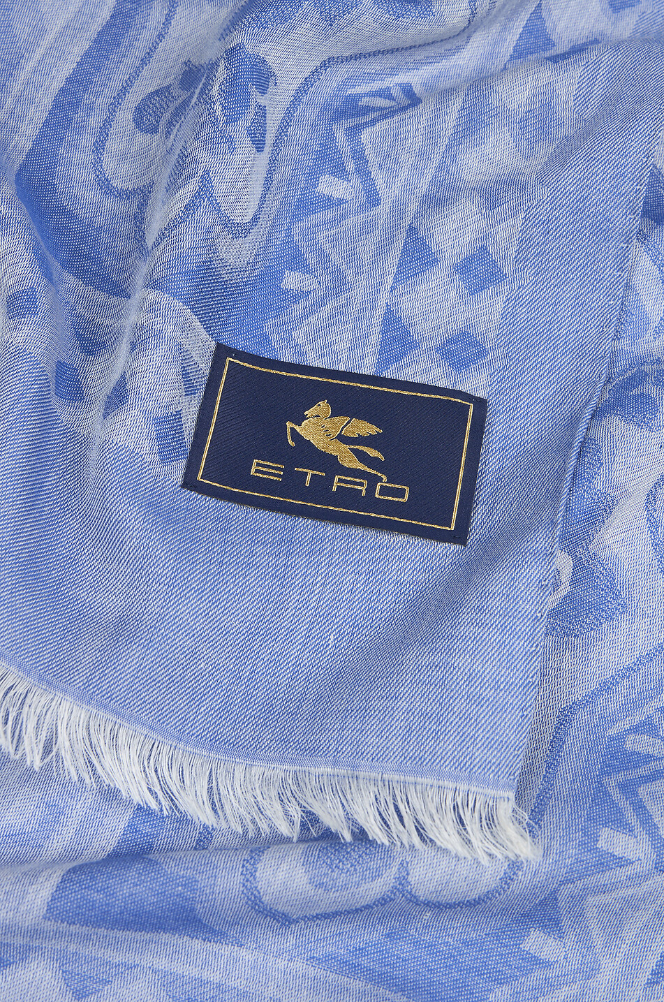 ETRO Écharpe tissée en coton et soie mélangés à motif géométrique Homme BLEU MOYEN 3