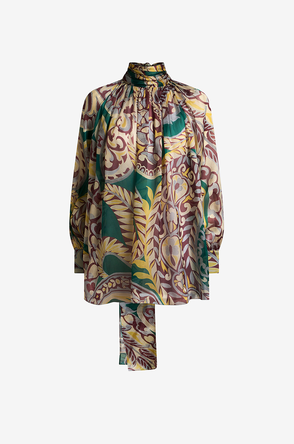 ETRO Printed organza pussy bow blouse Women GREEN 1