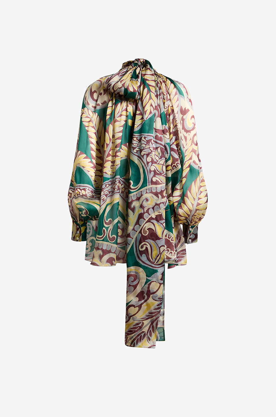 ETRO Printed organza pussy bow blouse Women GREEN 2