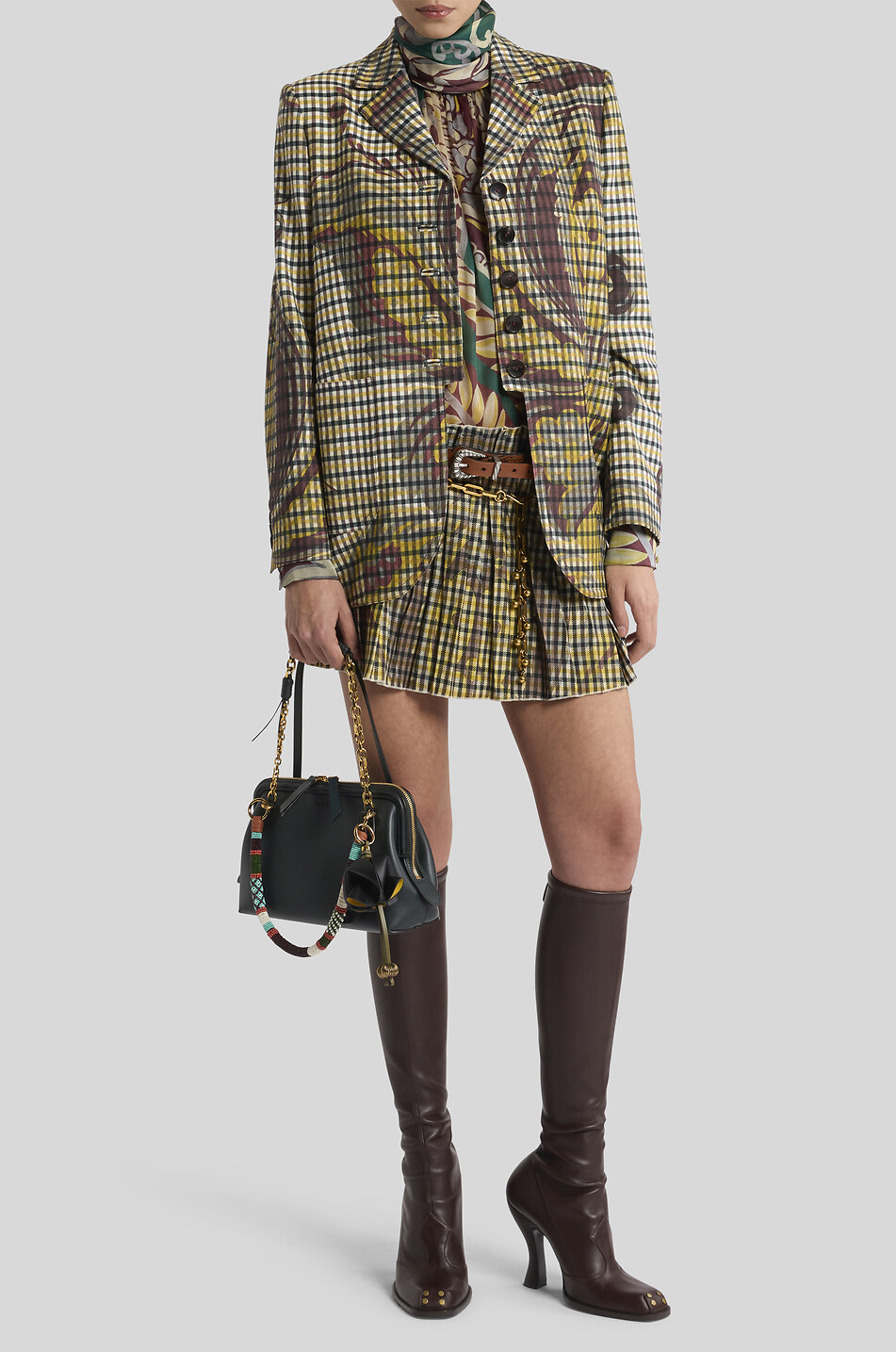 ETRO Printed organza pussy bow blouse Women GREEN 3