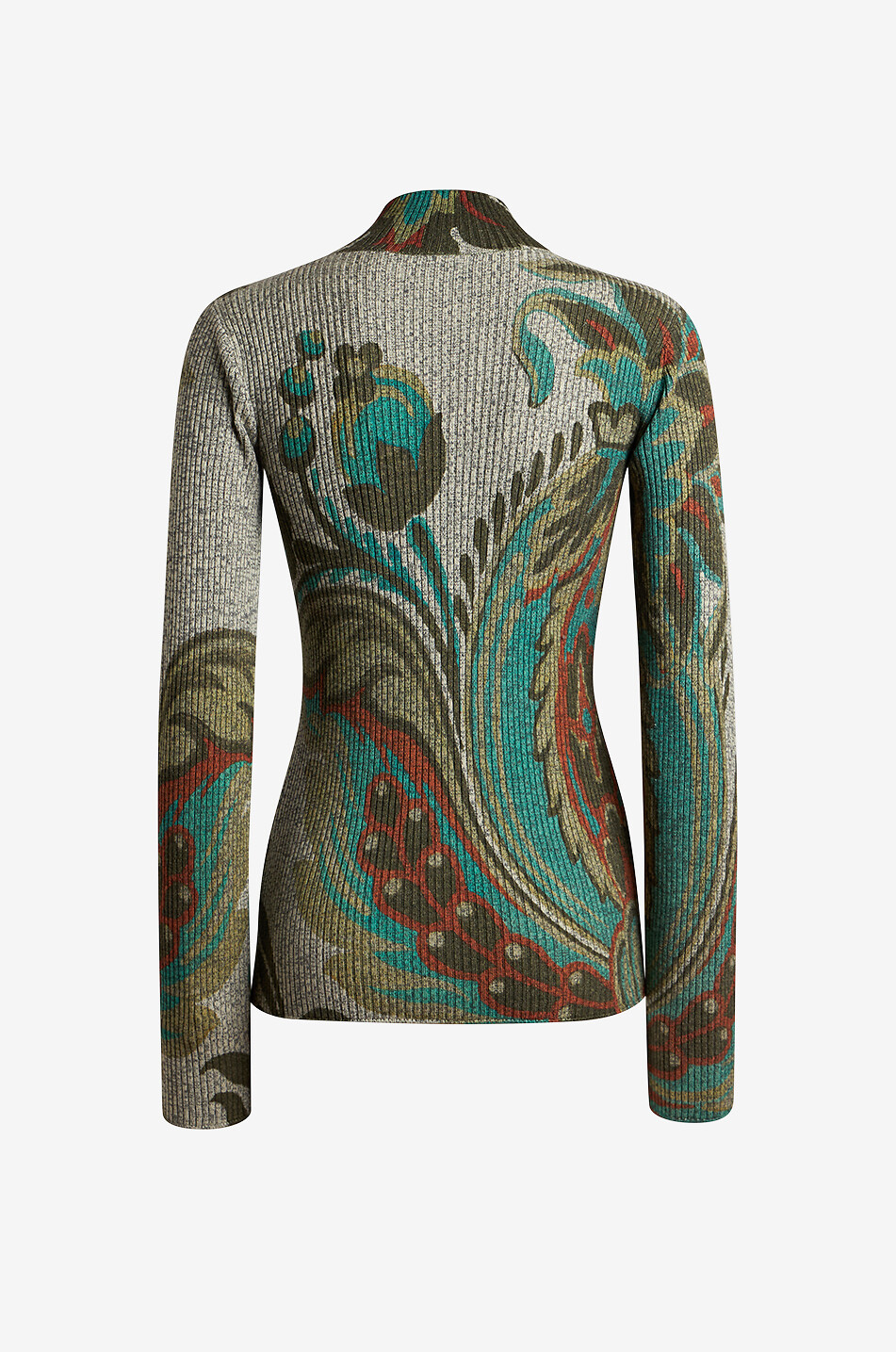 ETRO Pull chaussette en laine à col montant imprimé jonquilles Femme GRIS 2