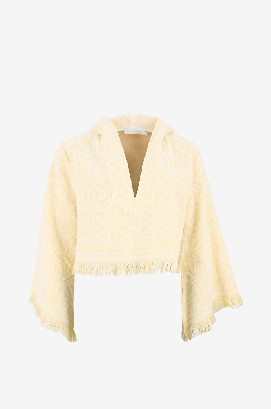 ZIMMERMANN Sweat-shirt à capuche raccourci Coco Towelling Femme JAUNE CLAIR 1