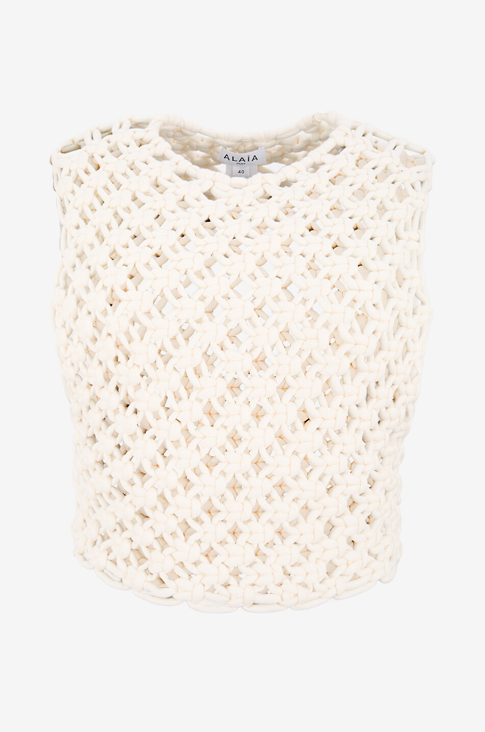 ALAÏA Top macramé tressé à la main Femme BLANC CASSE 1