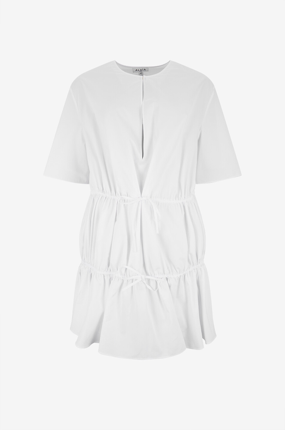 Shirred poplin T-shirt mini dress