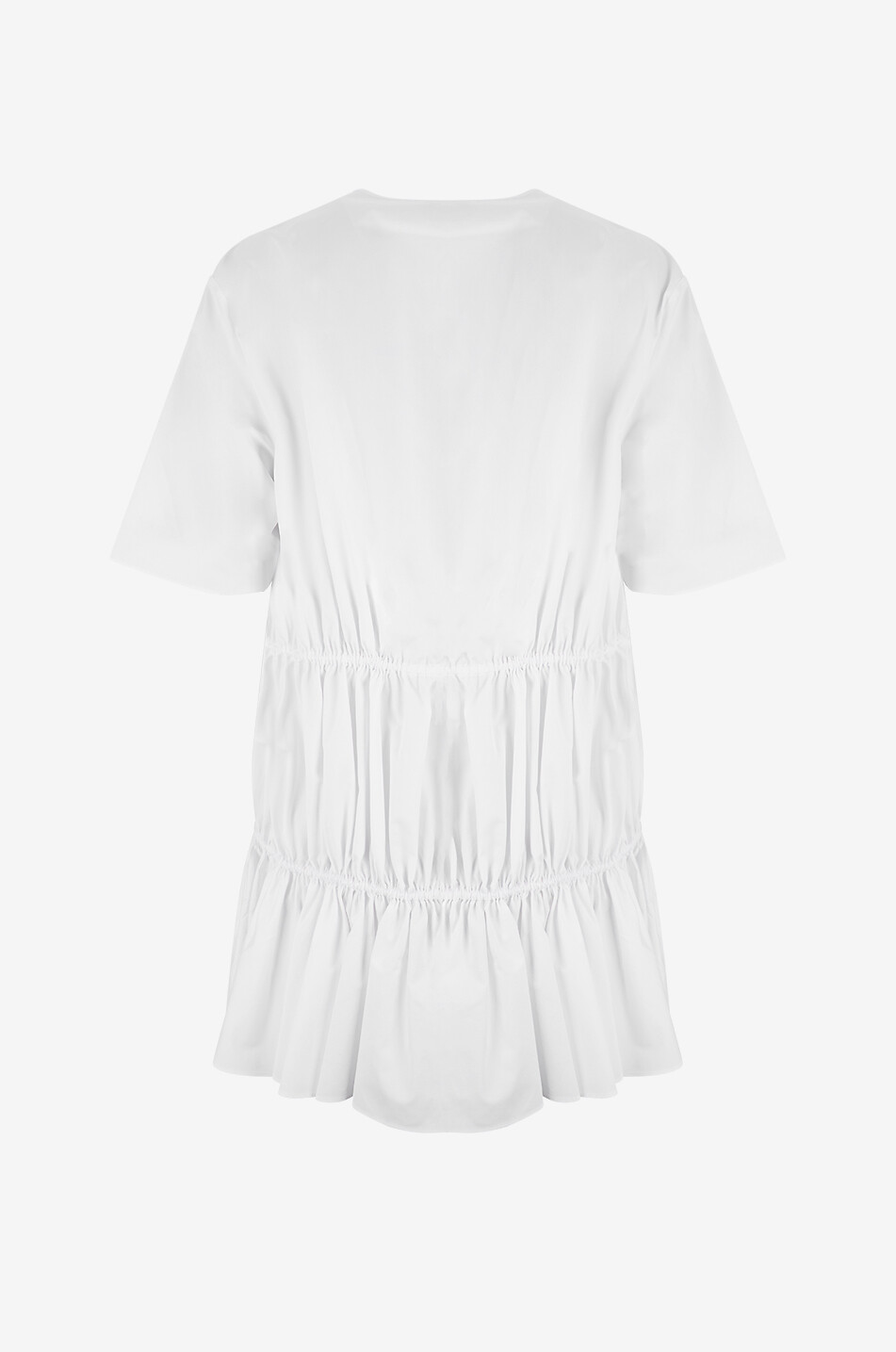 ALAÏA Shirred poplin T-shirt mini dress Women WHITE 2