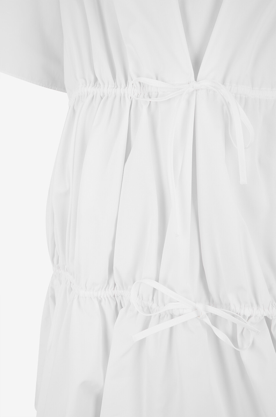 ALAÏA Shirred poplin T-shirt mini dress Women WHITE 3