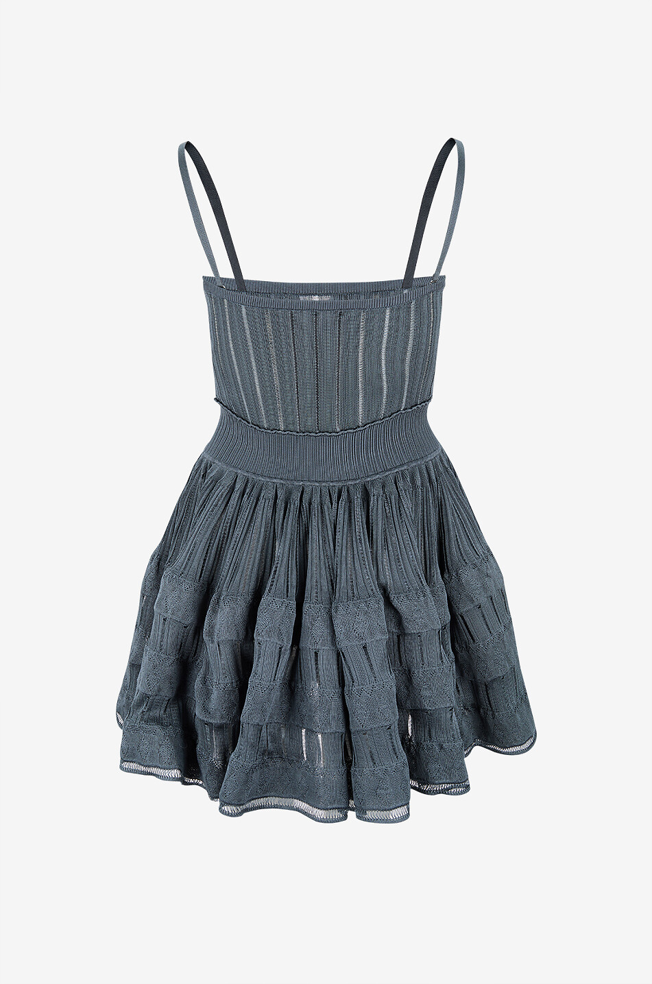 ALAÏA Crinoline mini knit dress with removable straps Women BLUE 2