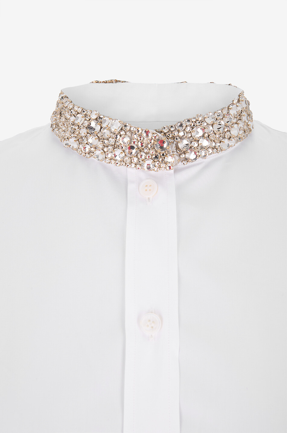 ALEXANDER McQUEEN Popeline-Hemd mit kristallbesetztem Mandarinkragen Damen WEISS 3