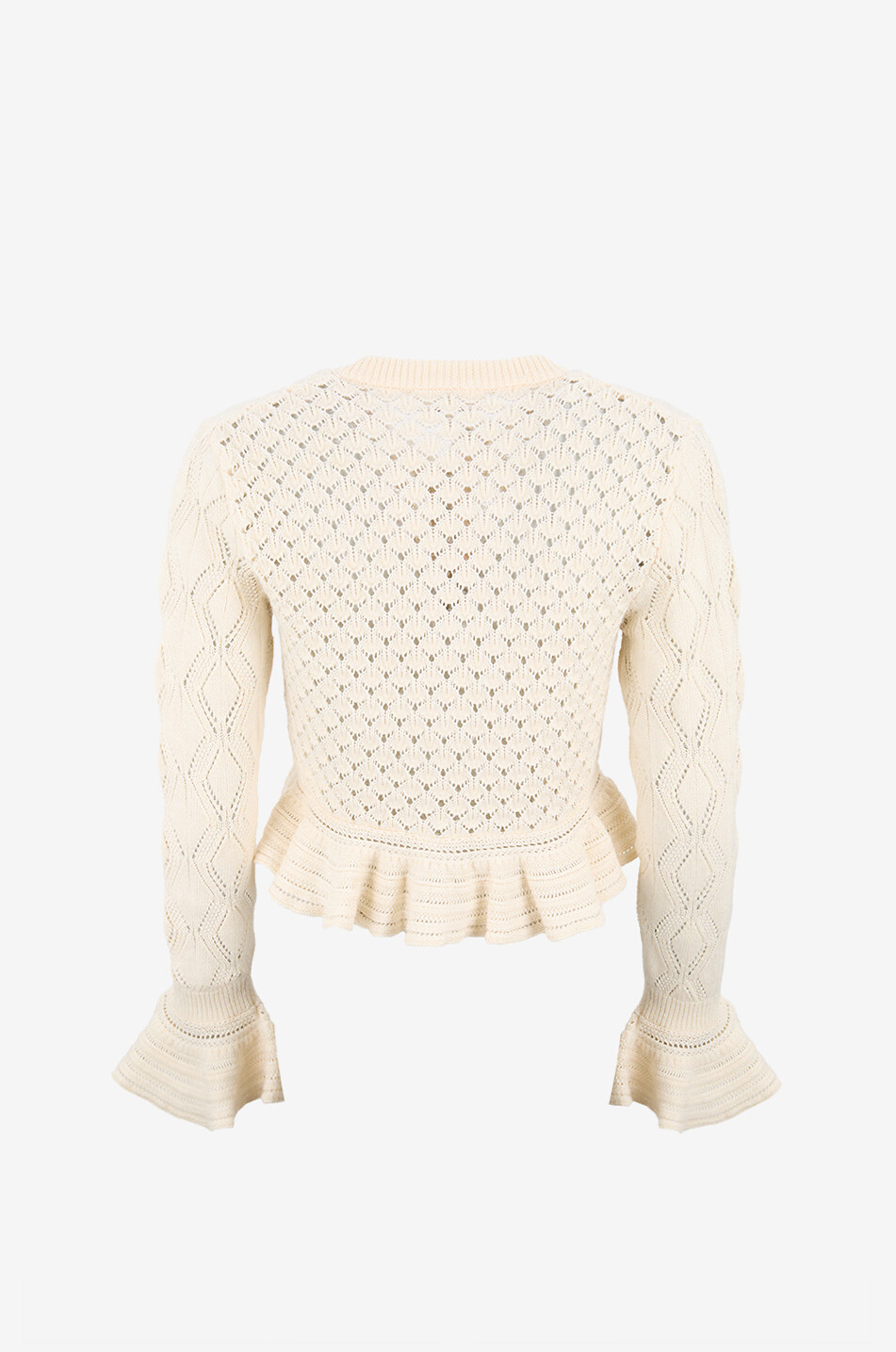 CHLOE Ruffled openwork silk and alpaca blend cardigan Women WHITE 2