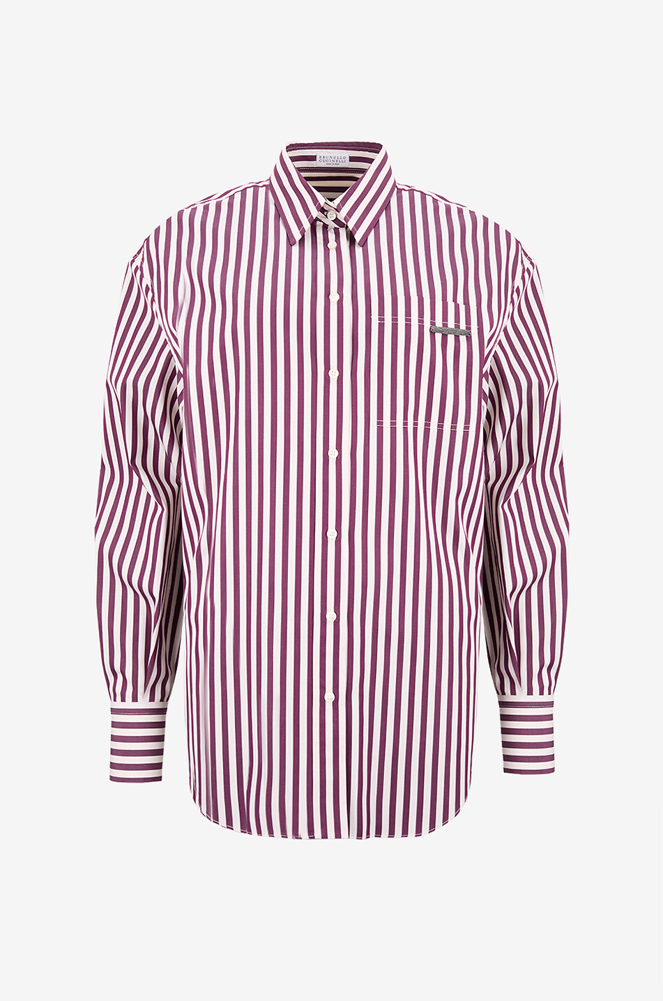 Shiny Tab loose striped poplin shirt