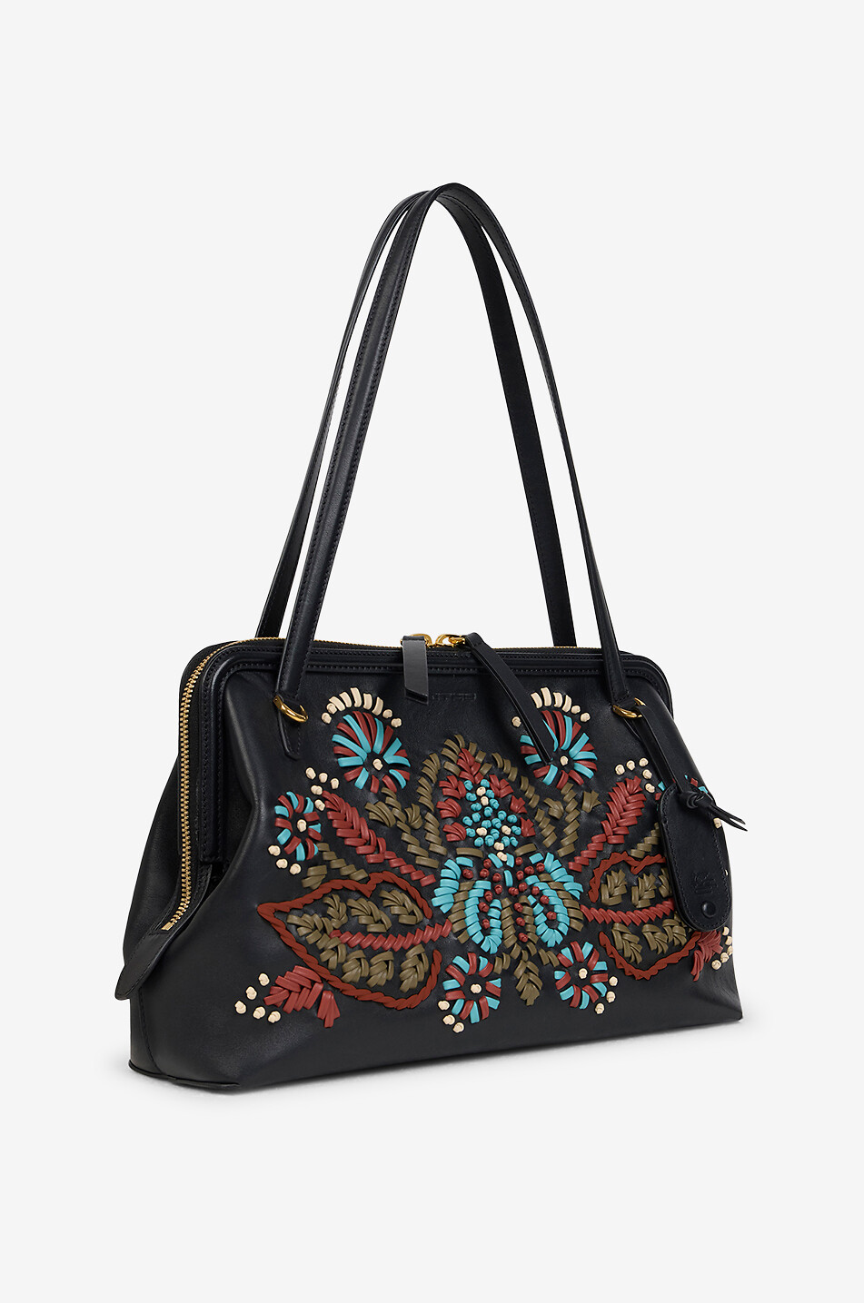 ETRO Rechteckige Handtasche aus besticktem Leder DOC Damen SCHWARZ 2