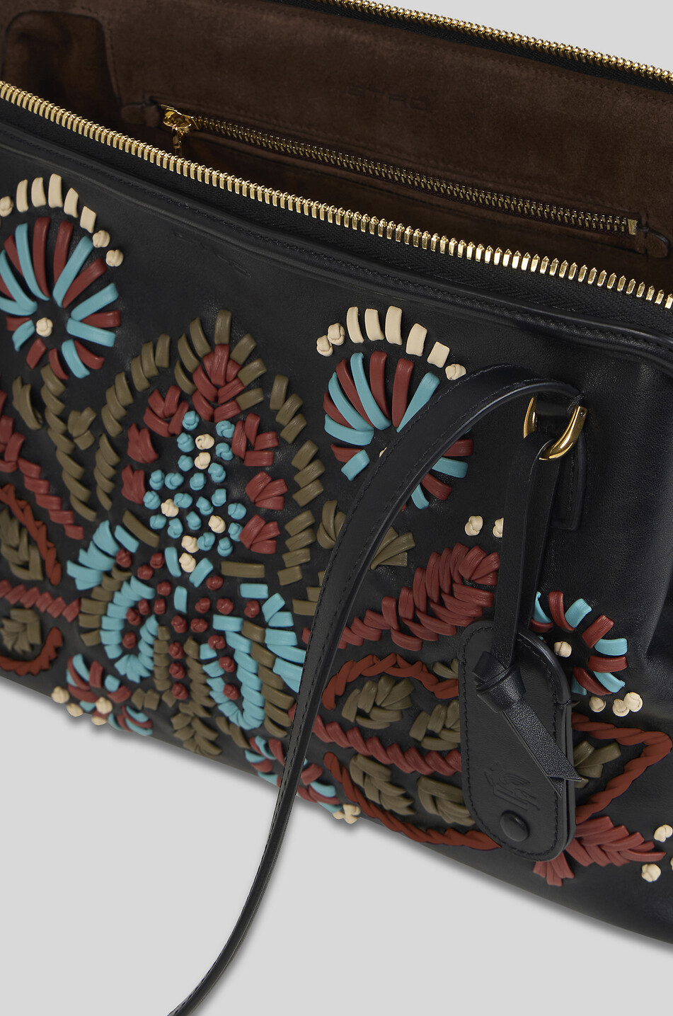 ETRO Rechteckige Handtasche aus besticktem Leder DOC Damen SCHWARZ 6