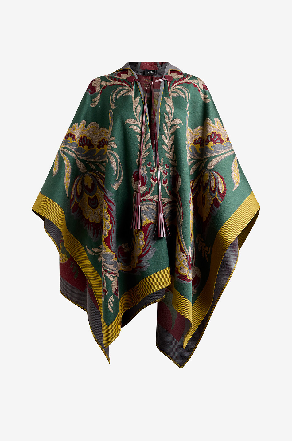 Cape à capuche en laine motif Paisley