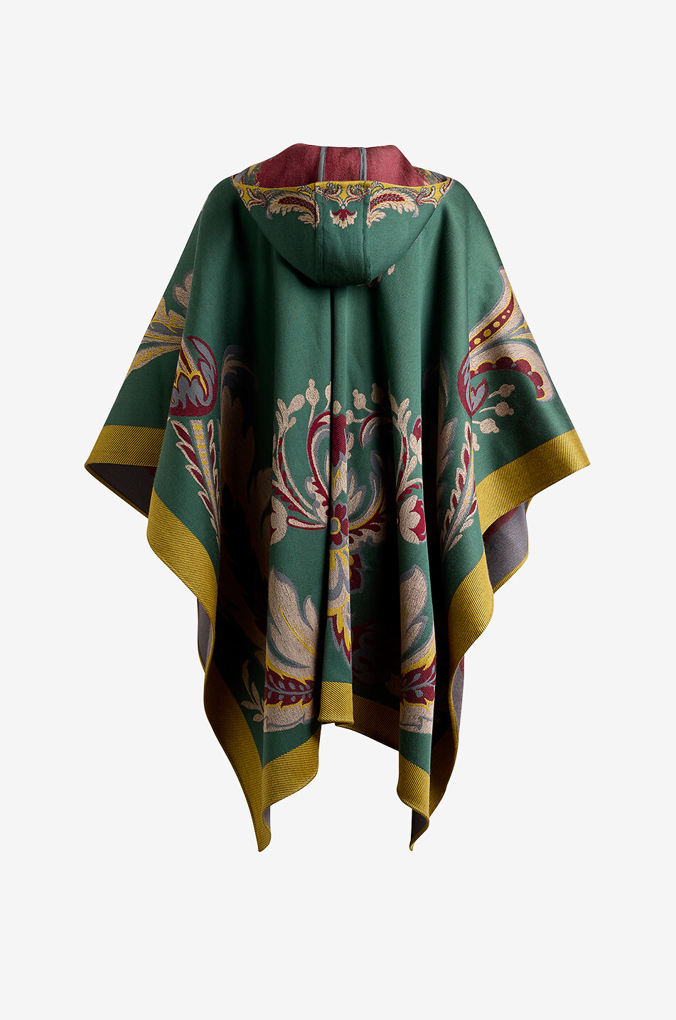 ETRO Cape à capuche en laine motif Paisley Femme VERT 2