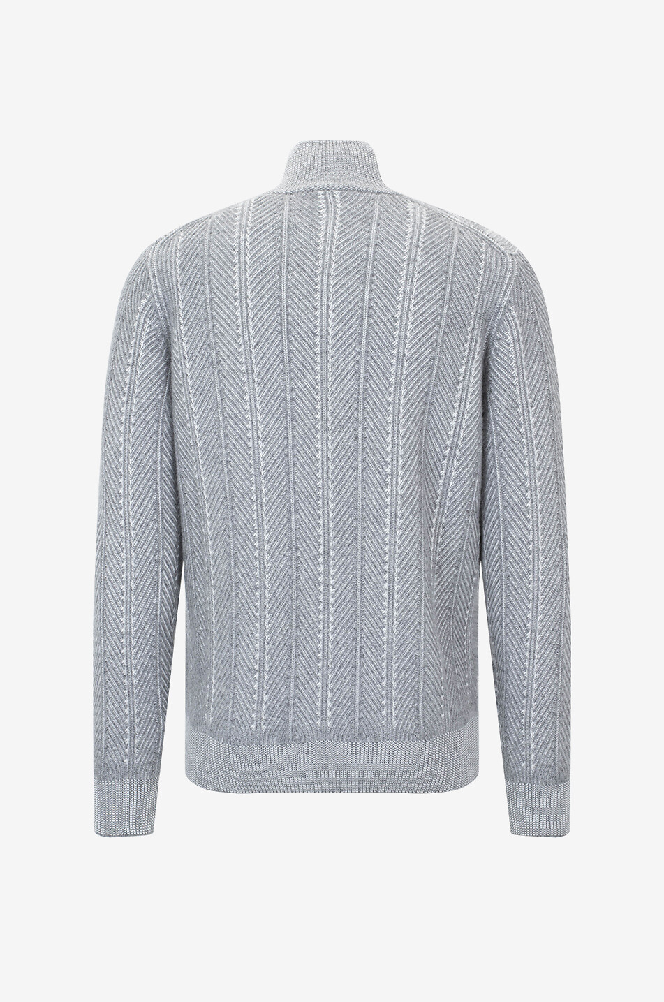 BRUNELLO CUCINELLI Half-zip chevron cashmere jumper Men LIGHT GREY 2