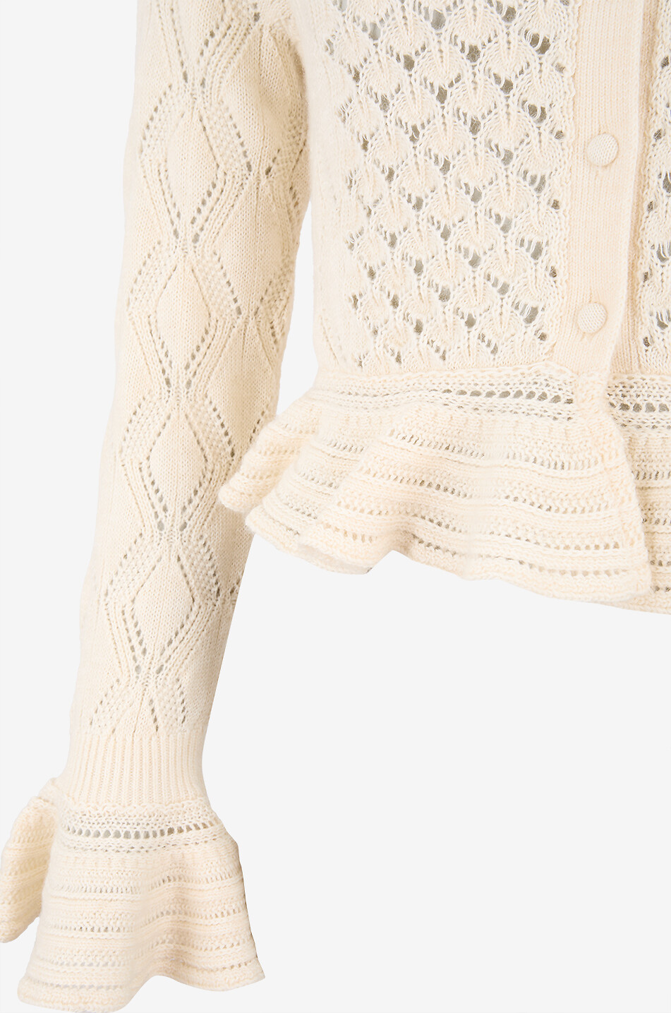 CHLOE Ruffled openwork silk and alpaca blend cardigan Women WHITE 3