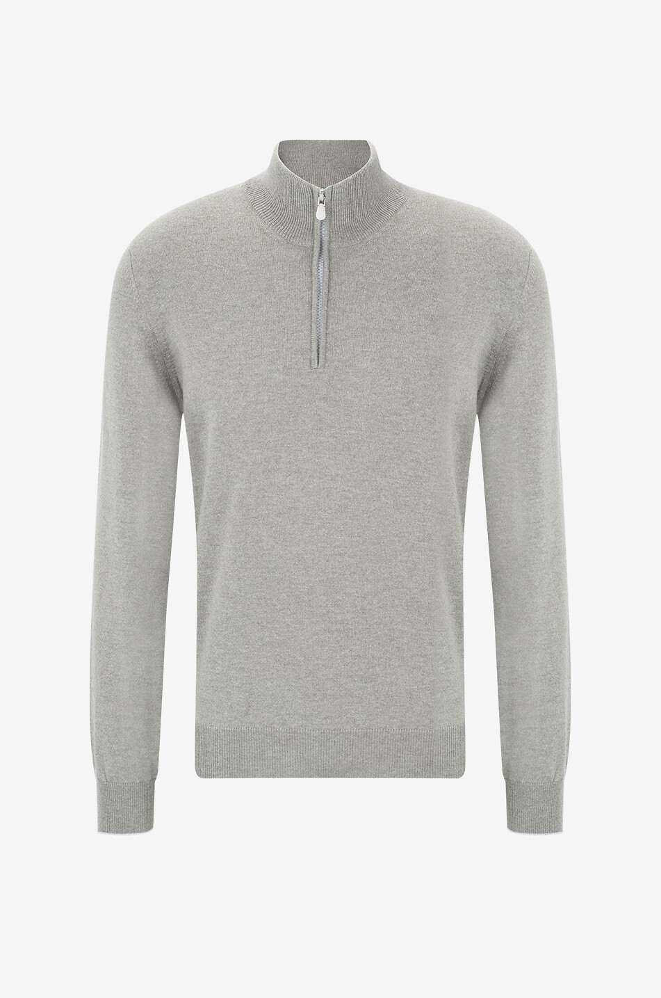 Cashmere jumper with half-zip stand-up collar