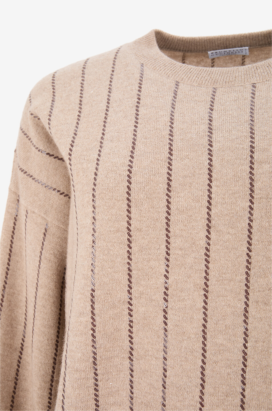 BRUNELLO CUCINELLI Feinstrick-Kaschmirpullover im Boxy-Schnitt Sparkling Stripes Damen BRAUN 3