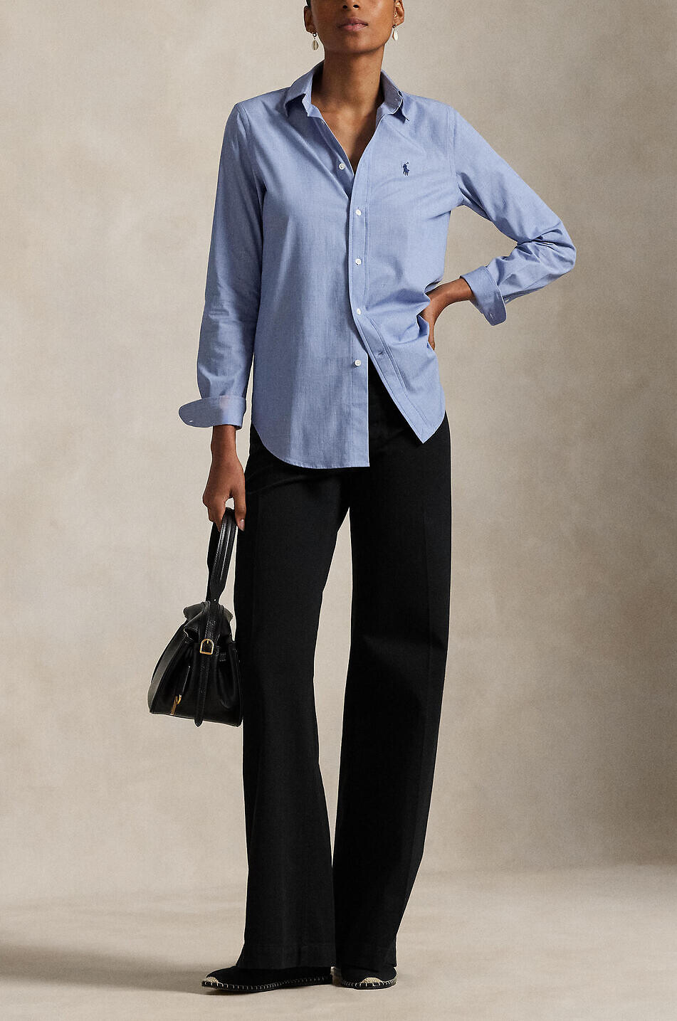 POLO RALPH LAUREN Pony cinched poplin stretch shirt Women LIGHT BLUE 3