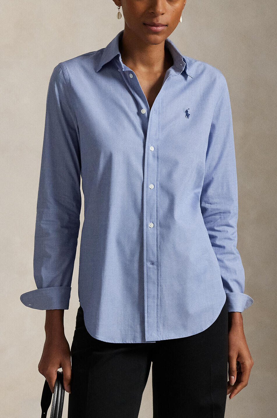 POLO RALPH LAUREN Pony cinched poplin stretch shirt Women LIGHT BLUE 7