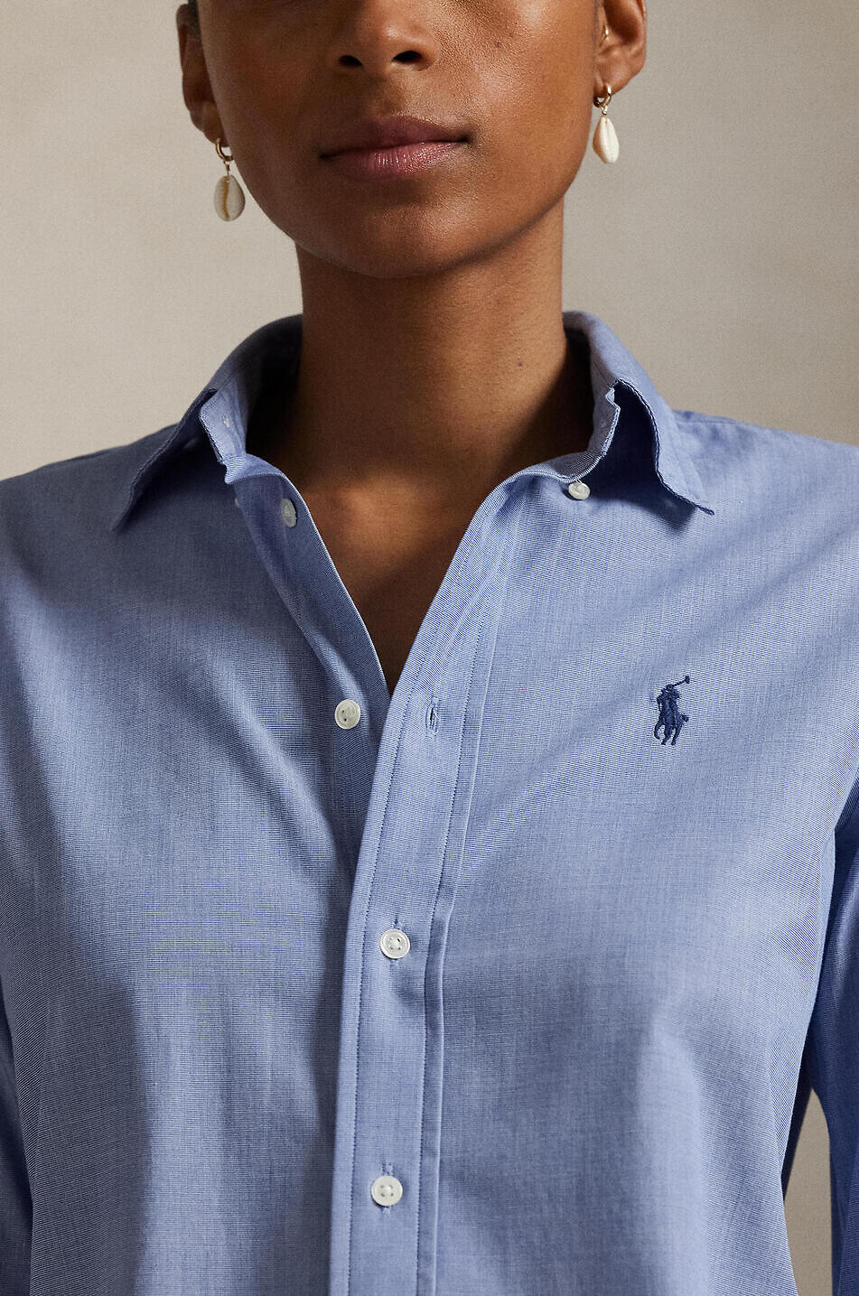 POLO RALPH LAUREN Pony cinched poplin stretch shirt Women LIGHT BLUE 9