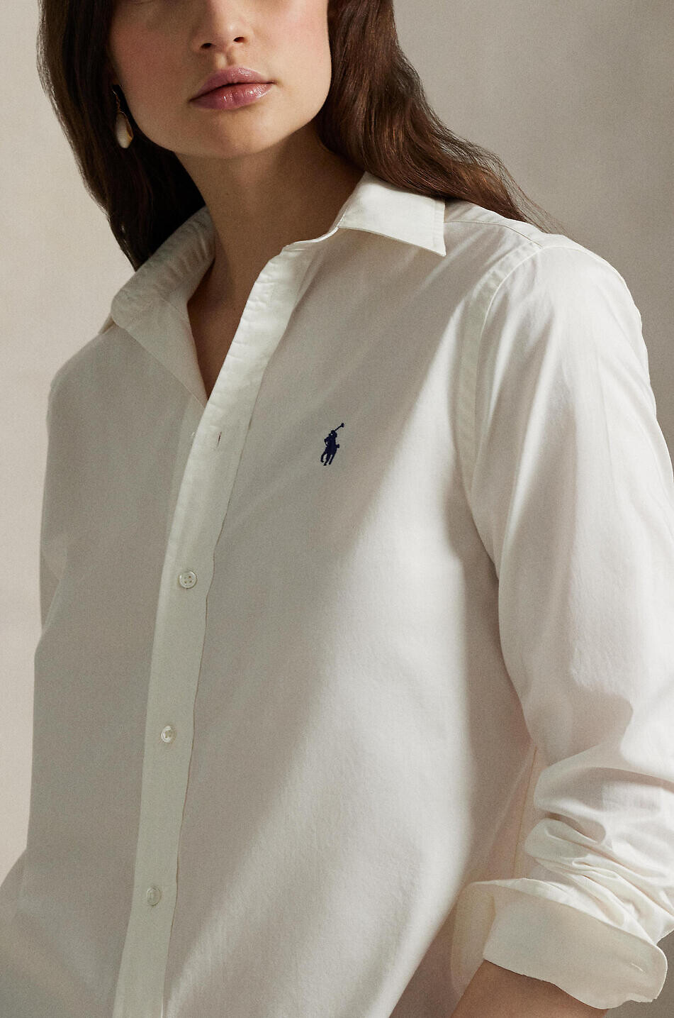 POLO RALPH LAUREN Classic Fit Pony cotton twill shirt Women EGGSHELL 4