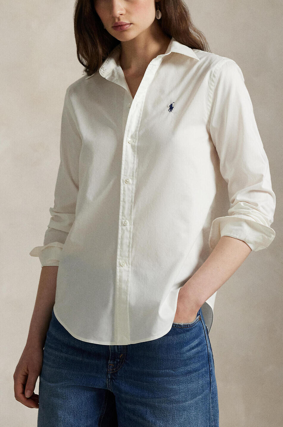 POLO RALPH LAUREN Classic Fit Pony cotton twill shirt Women EGGSHELL 5