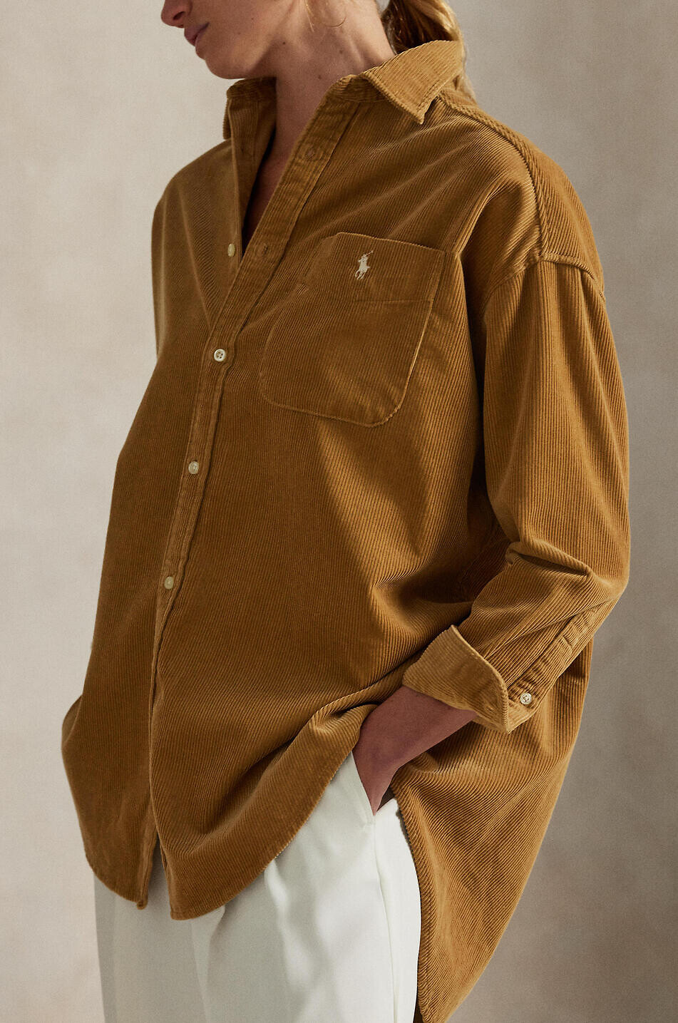 POLO RALPH LAUREN The Big corduroy oversize shirt Women CAMEL 9