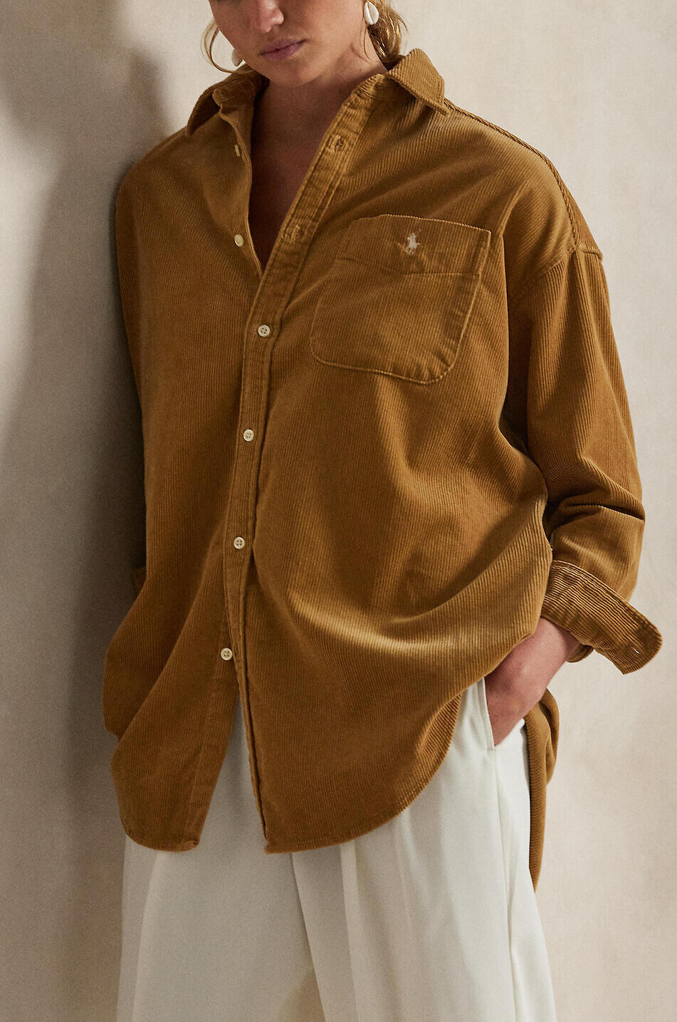 POLO RALPH LAUREN The Big corduroy oversize shirt Women CAMEL 10
