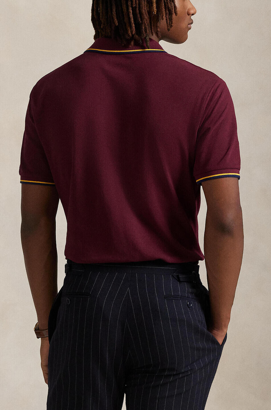 POLO RALPH LAUREN Custom Slim Pony contrast stripe short-sleeved polo shirt Men DARK RED 5