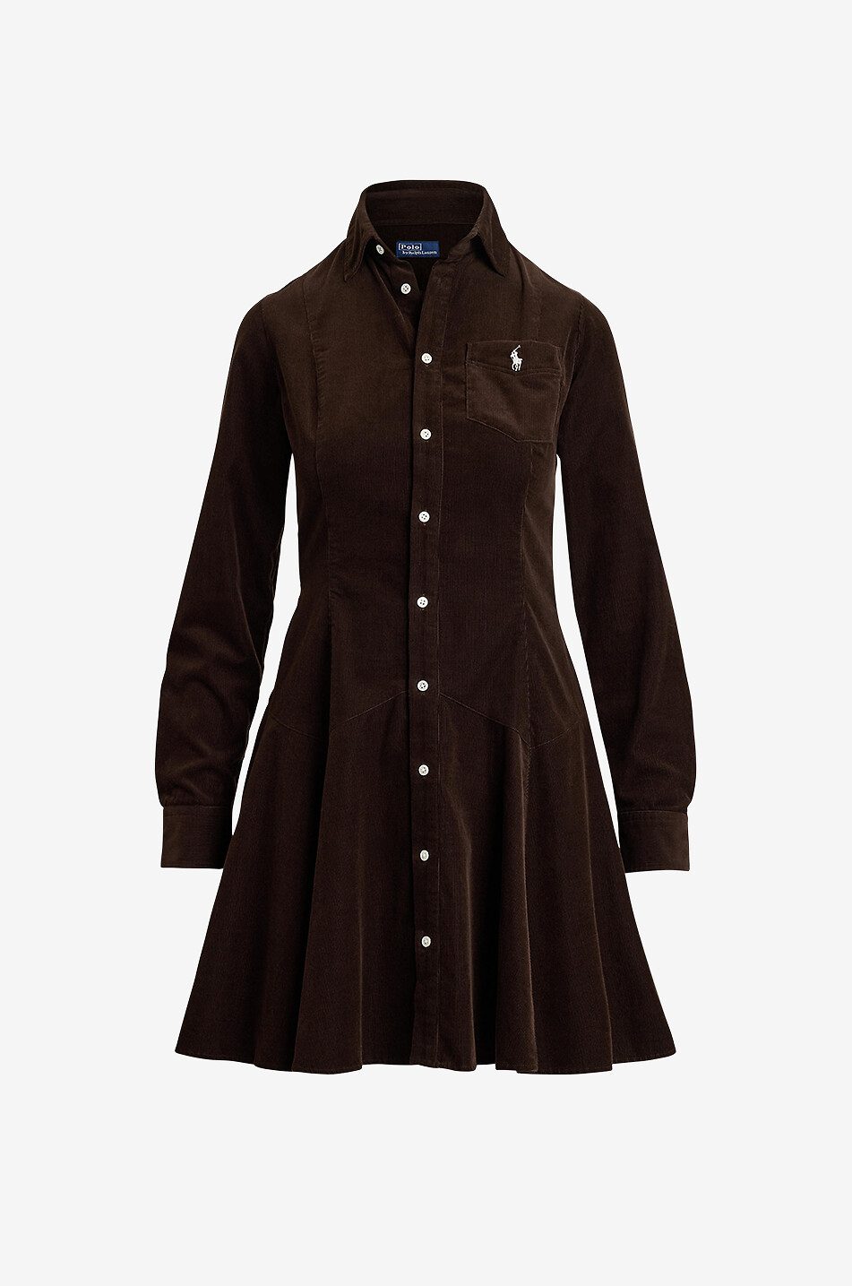 Pony corduroy short A-line shirt dress