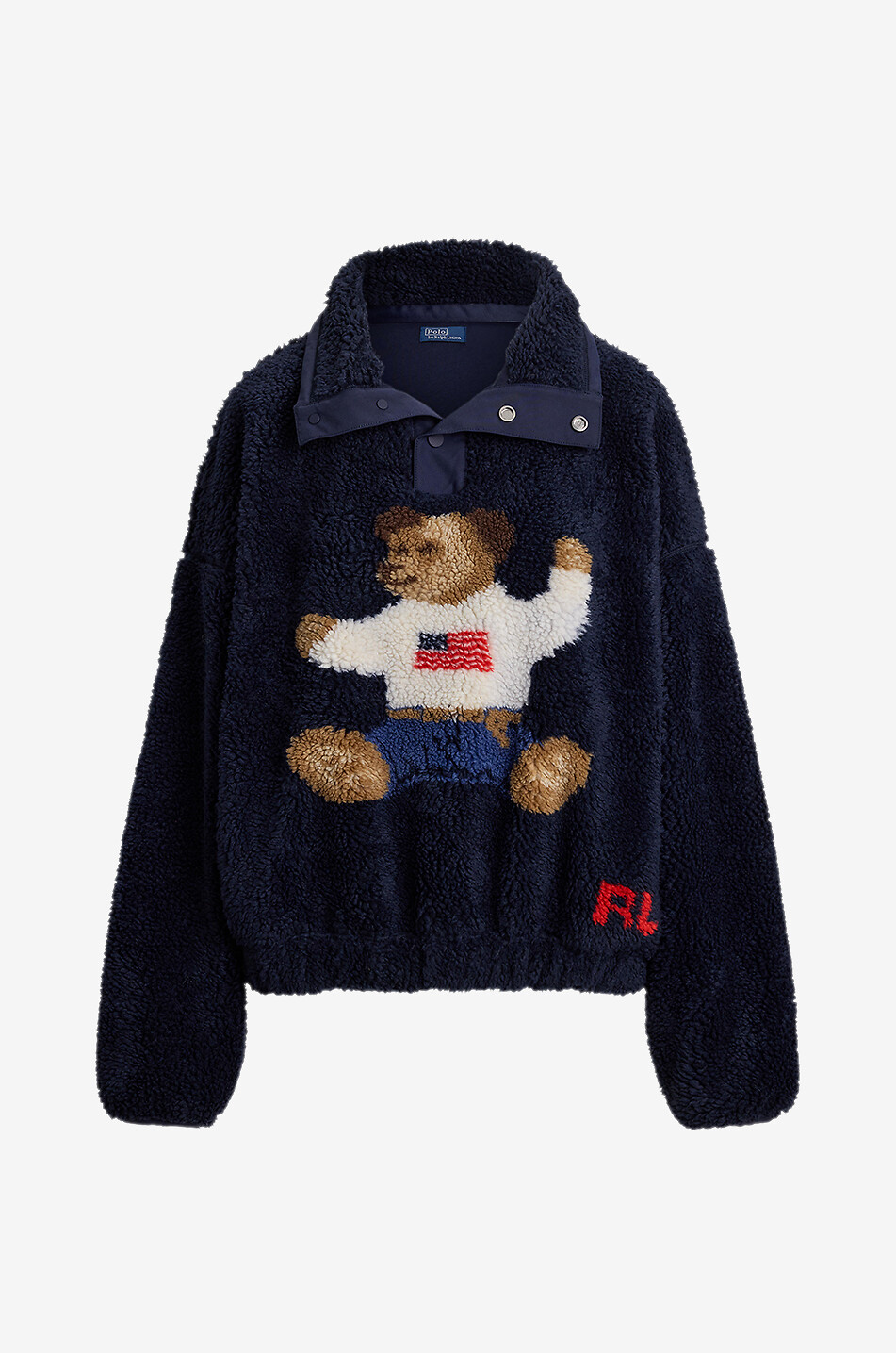 Polo Bear high-pile fleece mock neck sweatshirt