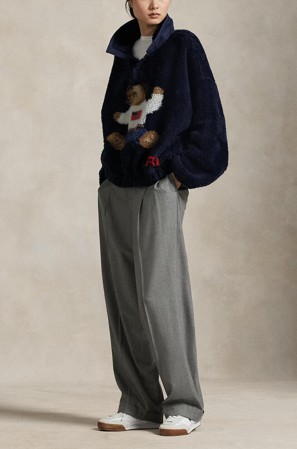 POLO RALPH LAUREN Polo Bear high-pile fleece mock neck sweatshirt Women DARK BLUE 3