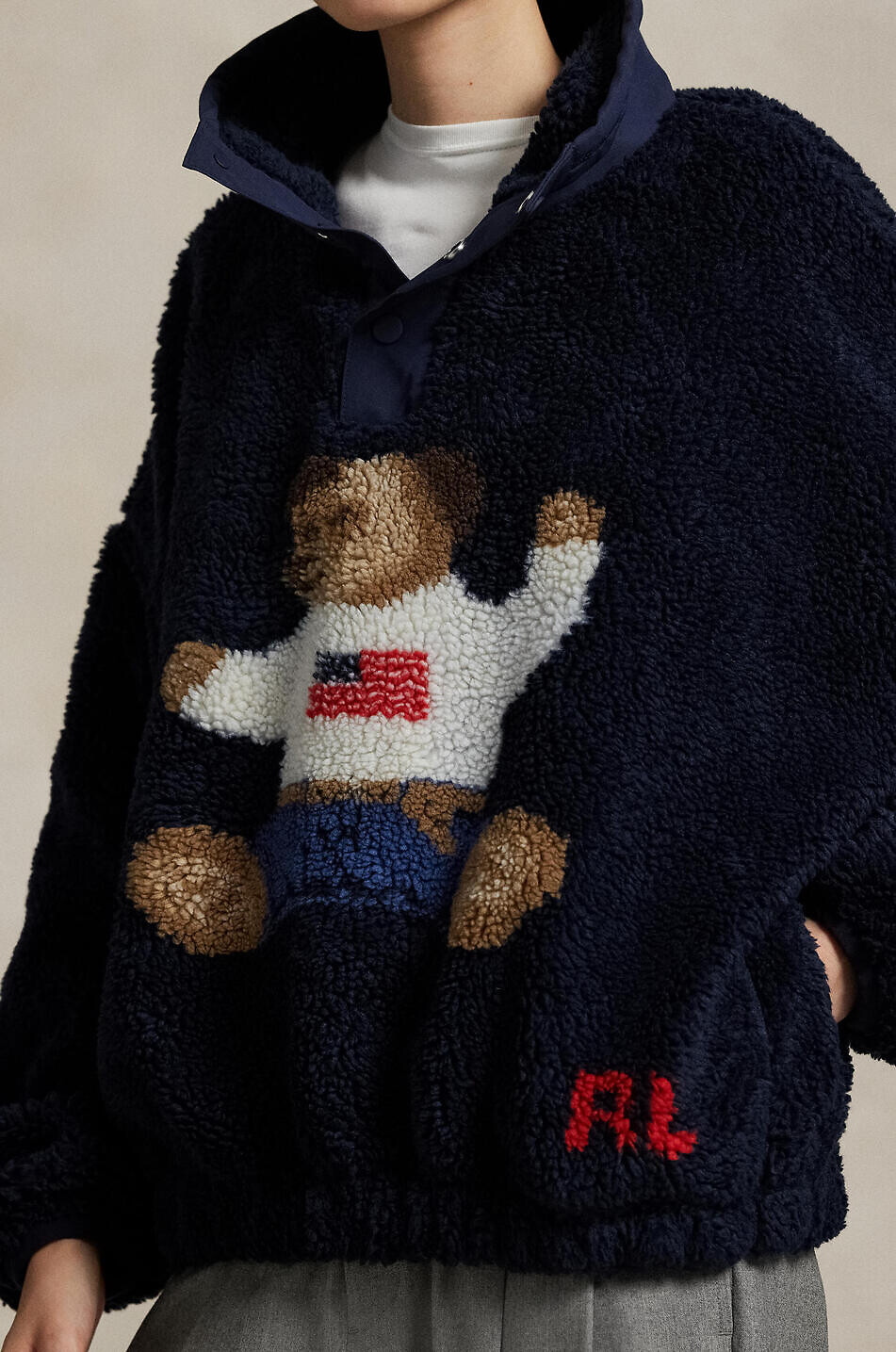 POLO RALPH LAUREN Polo Bear high-pile fleece mock neck sweatshirt Women DARK BLUE 11