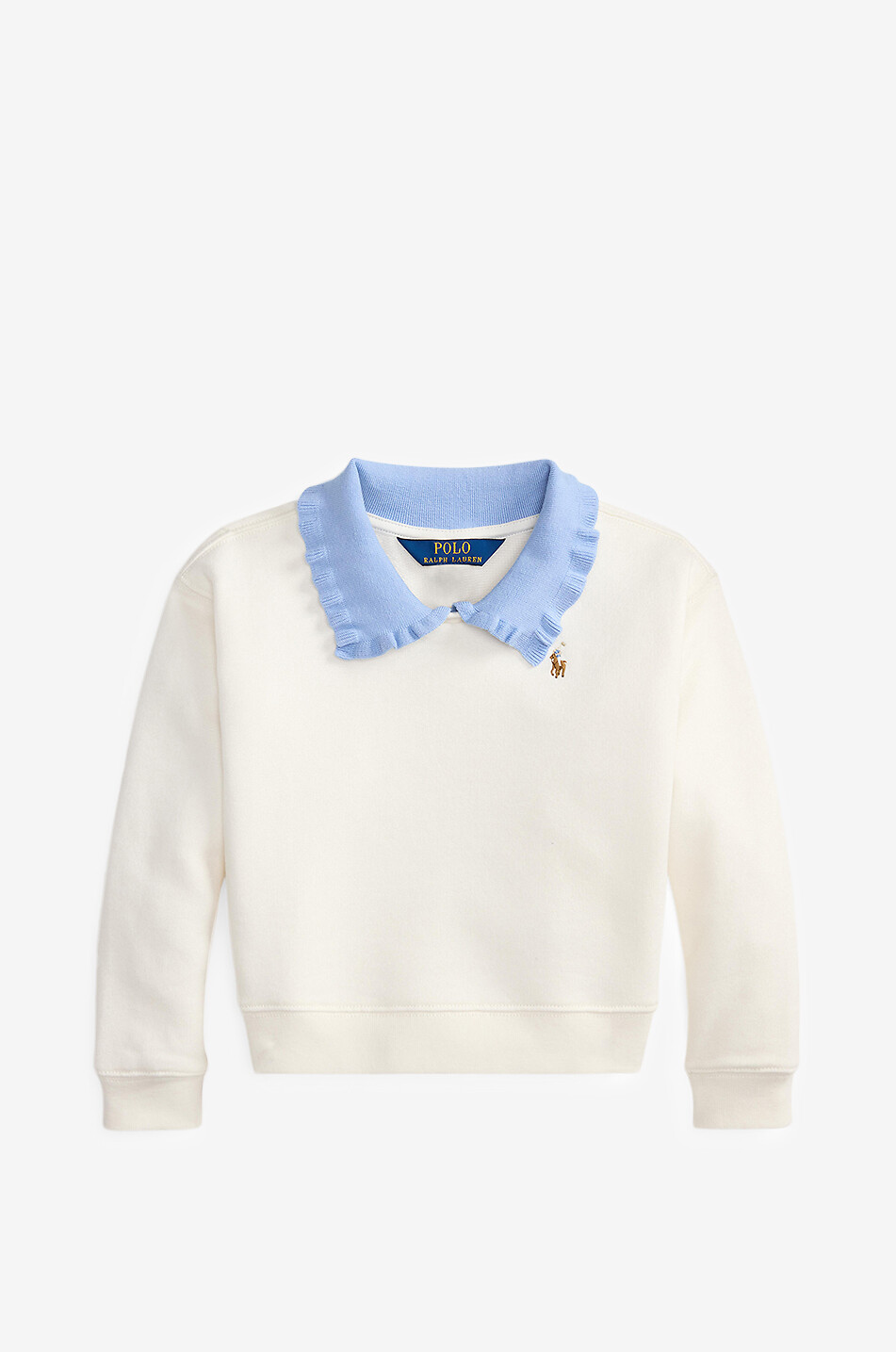 Girls' sweatshirt with contrasting ruffled collar