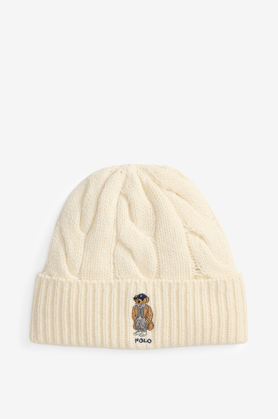 POLO RALPH LAUREN Zopfstrick-Mütze aus Wollmix Polo Bear Damen CREMEFARBEN 1