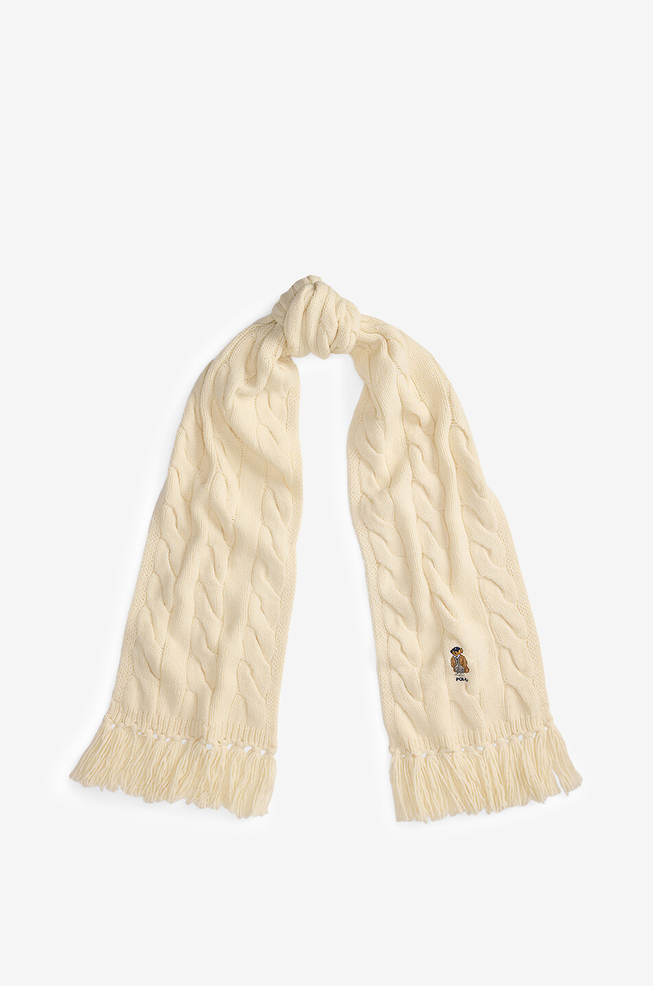 POLO RALPH LAUREN Écharpe en maille torsadée brodée Polo Bear Femme BLANC CASSE 2